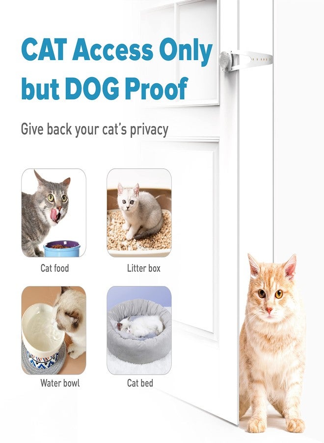 Neobay Cat Door Latch with Stabilizer, 7 Sizes Adjustable Cat Door Holder Latch, Keeps Dog Out of Litter Box, No-Drill & Portable for Interior Doors, White, 2 Packs - Image 4